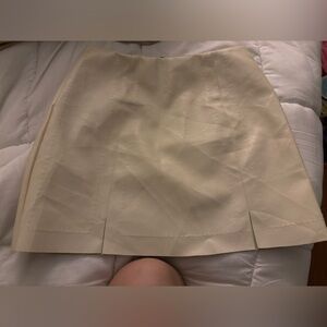 Cream Leather Skirt